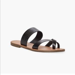 Black Faux Leather Sandal